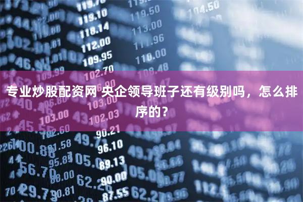 专业炒股配资网 央企领导班子还有级别吗，怎么排序的？